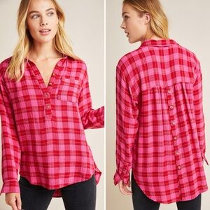 Anthropologie Isadora Button-Back Tunic in Posy Pink